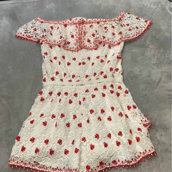 Alexis Clive lace floral off the shoulder shorts romper playsuit 3055 - Picture 8 of 12